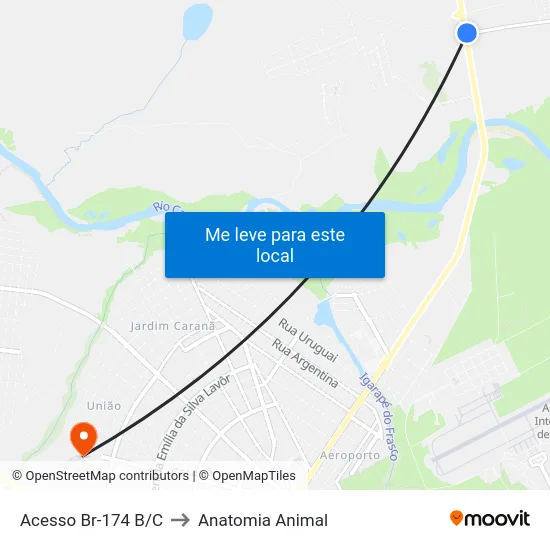 Acesso Br-174 B/C to Anatomia Animal map