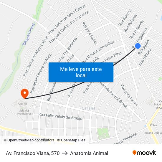 Av. Francisco Viana, 570 to Anatomia Animal map