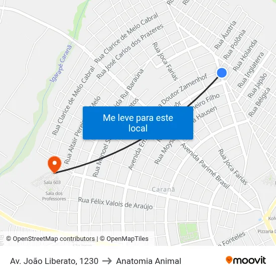 Av. João Liberato, 1230 to Anatomia Animal map