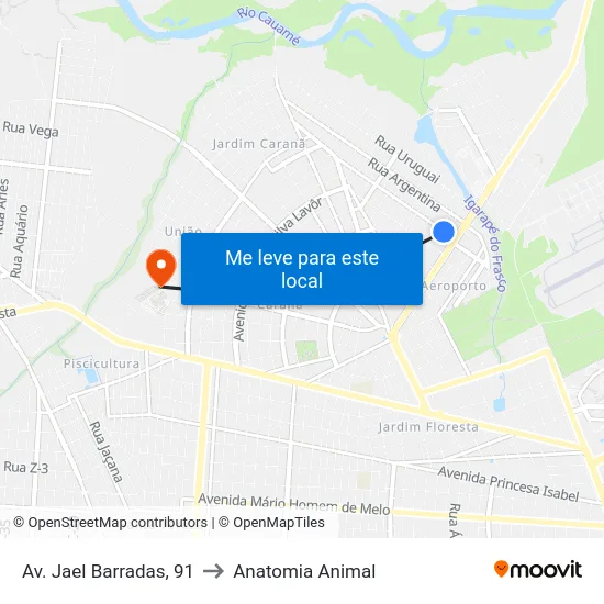 Av. Jael Barradas, 91 to Anatomia Animal map
