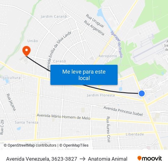 Avenida Venezuela, 3623-3827 to Anatomia Animal map