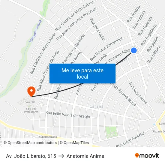Av. João Liberato, 615 to Anatomia Animal map