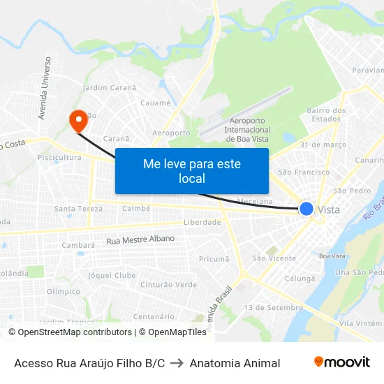 Acesso Rua Araújo Filho B/C to Anatomia Animal map