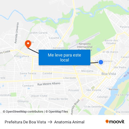 Prefeitura De Boa Vista to Anatomia Animal map