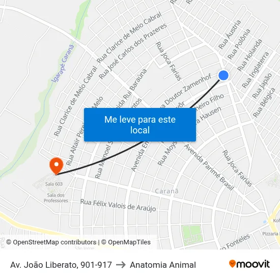 Av. João Liberato, 901-917 to Anatomia Animal map
