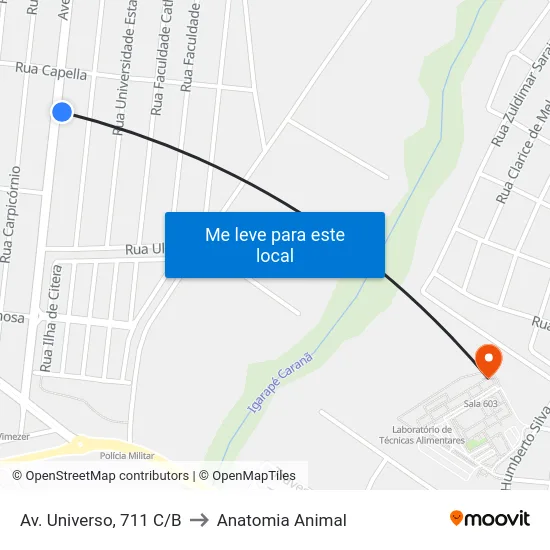 Av. Universo, 711 C/B to Anatomia Animal map