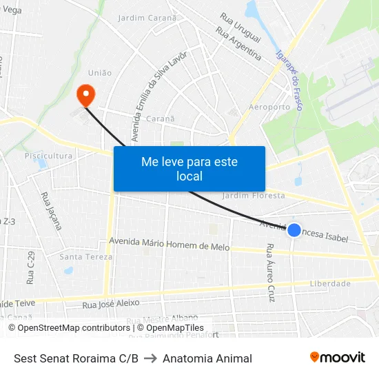 Sest Senat Roraima C/B to Anatomia Animal map