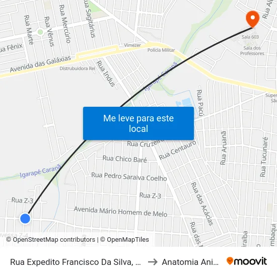 Rua Expedito Francisco Da Silva, 1542 to Anatomia Animal map