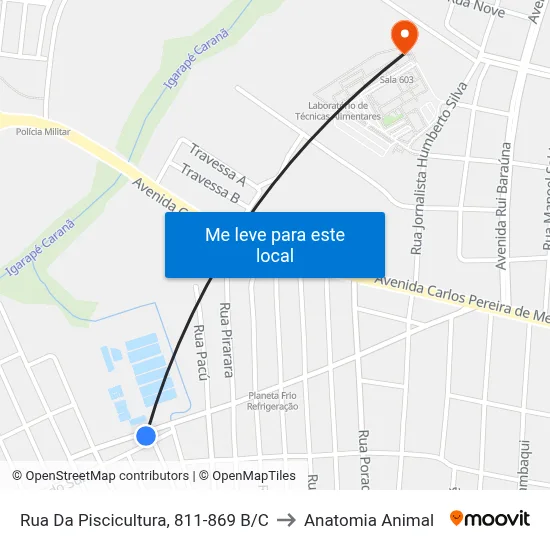 Rua Da Piscicultura, 811-869 B/C to Anatomia Animal map
