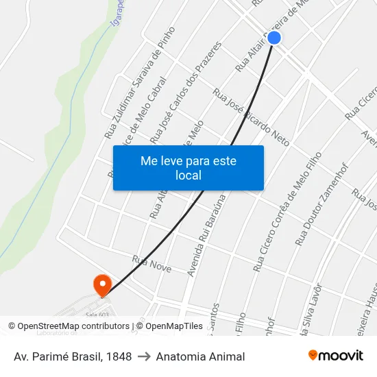 Av. Parimé Brasil, 1848 to Anatomia Animal map