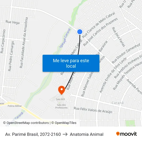 Av. Parimé Brasil, 2072-2160 to Anatomia Animal map