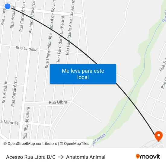 Acesso Rua Libra B/C to Anatomia Animal map