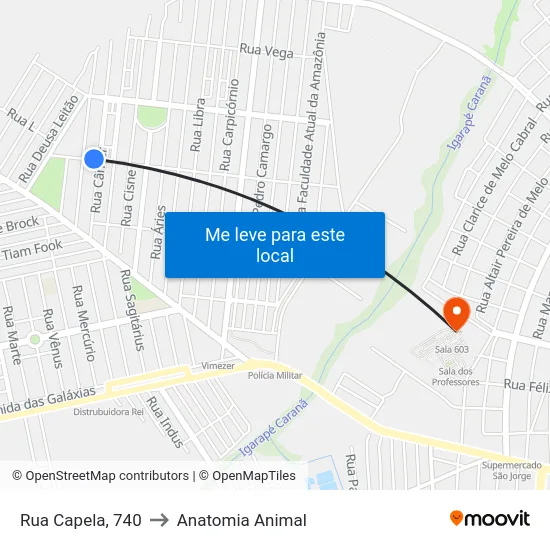 Rua Capela, 740 to Anatomia Animal map