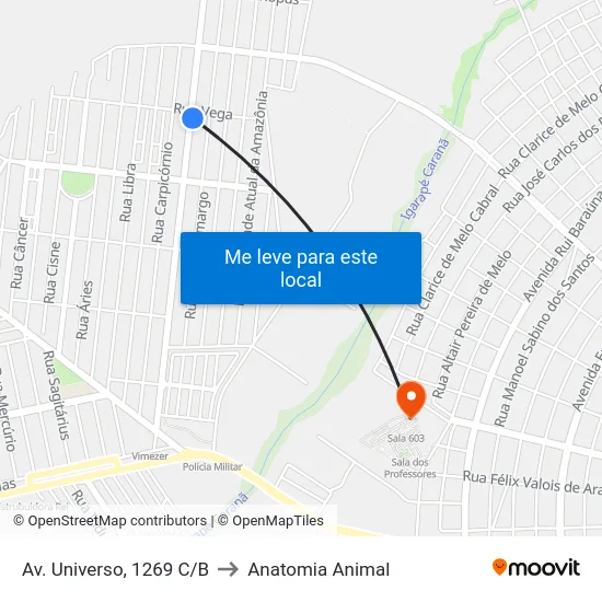 Av. Universo, 1269 C/B to Anatomia Animal map