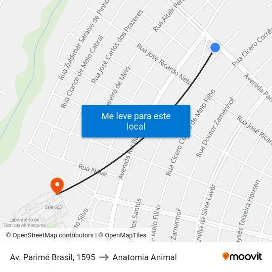 Av. Parimé Brasil, 1595 to Anatomia Animal map