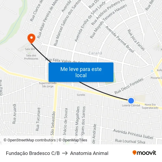 Fundação Bradesco C/B to Anatomia Animal map