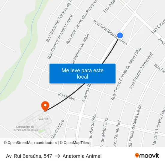 Av. Rui Baraúna, 547 to Anatomia Animal map