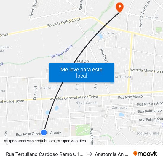 Rua Tertuliano Cardoso Ramos, 1450 to Anatomia Animal map