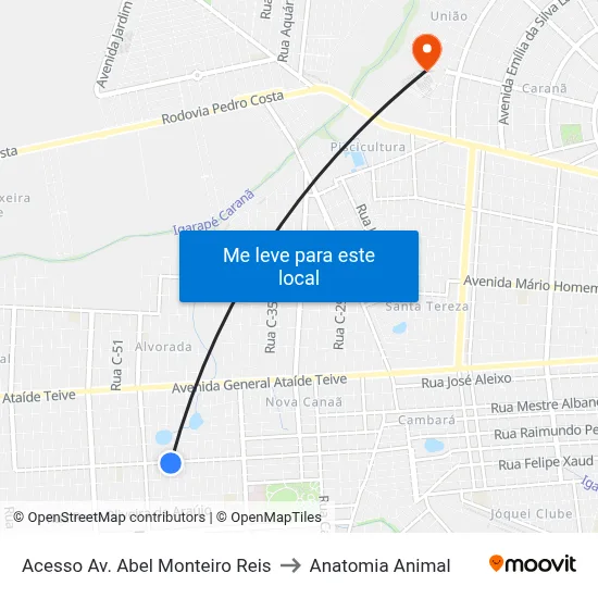 Acesso Av. Abel Monteiro Reis to Anatomia Animal map