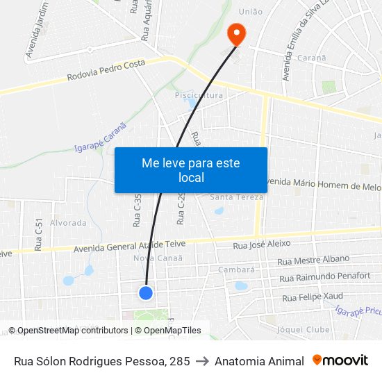 Rua Sólon Rodrigues Pessoa, 285 to Anatomia Animal map