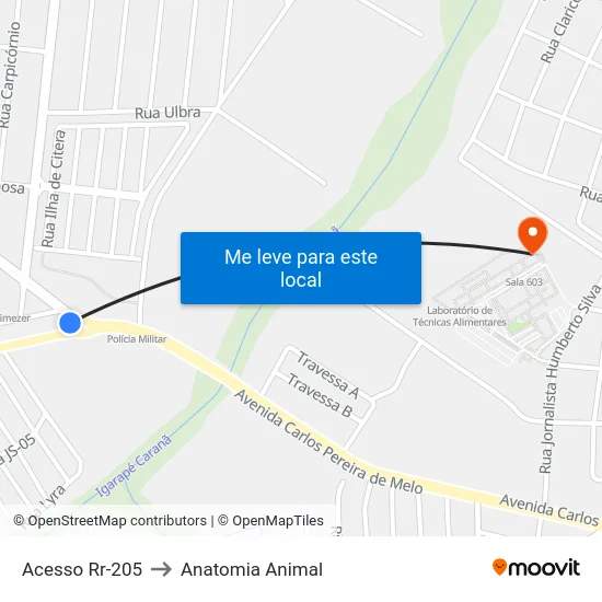 Acesso Rr-205 to Anatomia Animal map