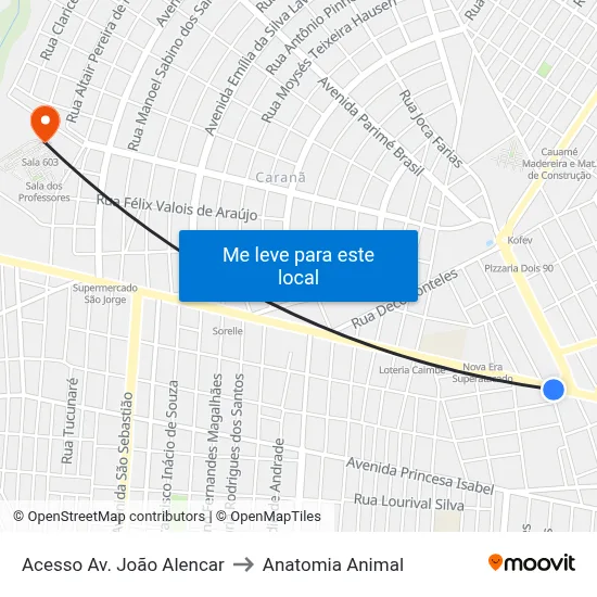 Acesso Av. João Alencar to Anatomia Animal map