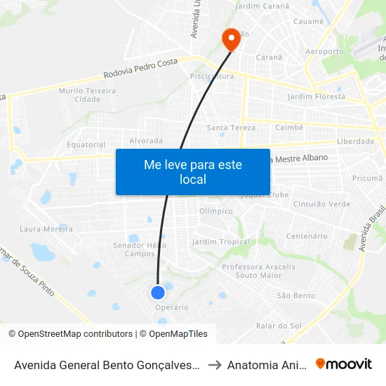 Avenida General Bento Gonçalves 2808 to Anatomia Animal map
