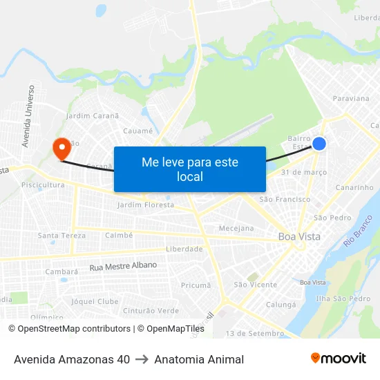 Avenida Amazonas 40 to Anatomia Animal map