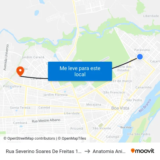 Rua Severino Soares De Freitas 1247 to Anatomia Animal map