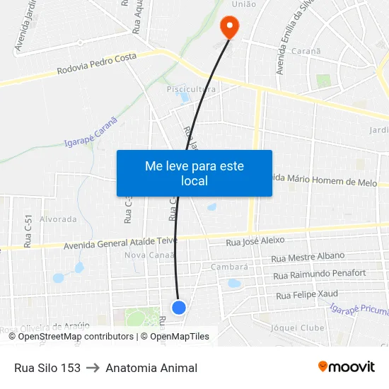 Rua Silo 153 to Anatomia Animal map