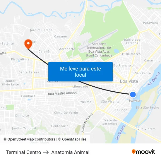 Terminal Centro to Anatomia Animal map