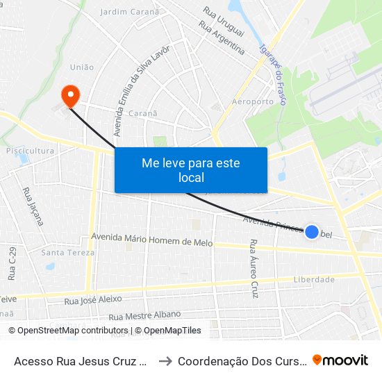 Acesso Rua Jesus Cruz C/B to Coordenação Dos Cursos map