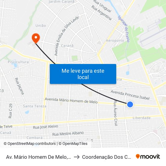 Av. Mário Homem De Melo, 3326 to Coordenação Dos Cursos map