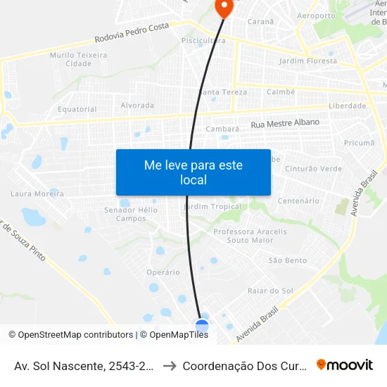 Av. Sol Nascente, 2543-2715 to Coordenação Dos Cursos map