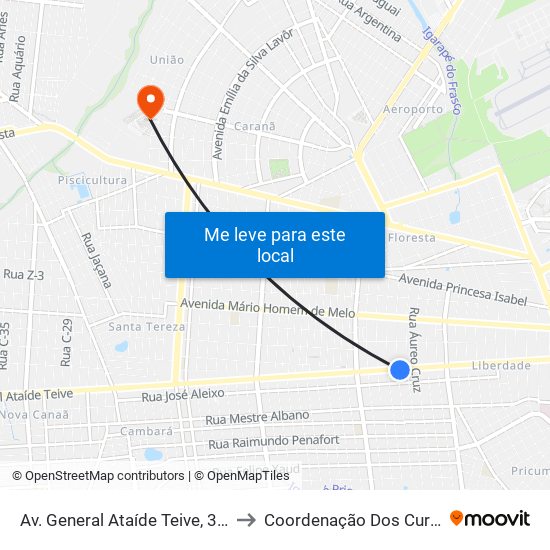 Av. General Ataíde Teive, 3263 to Coordenação Dos Cursos map