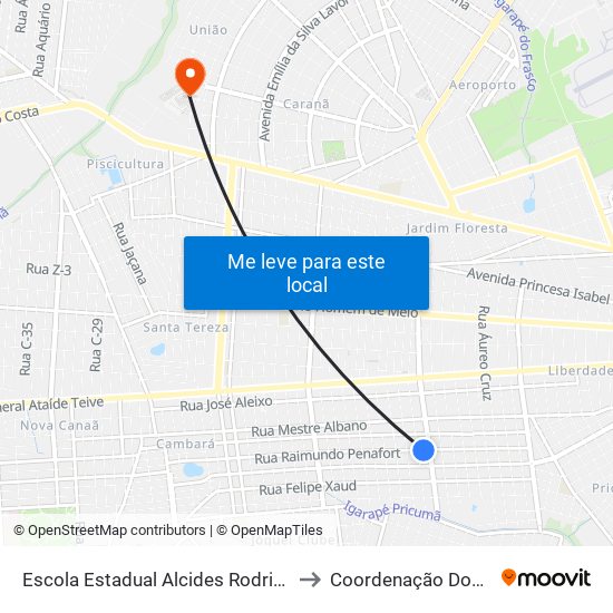 Escola Estadual Alcides Rodrigues Santos to Coordenação Dos Cursos map