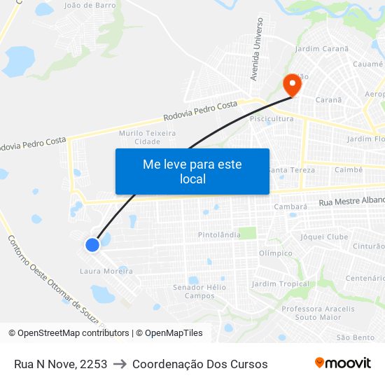 Rua N Nove, 2253 to Coordenação Dos Cursos map