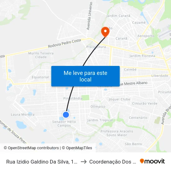 Rua Izidio Galdino Da Silva, 1433-1495 to Coordenação Dos Cursos map