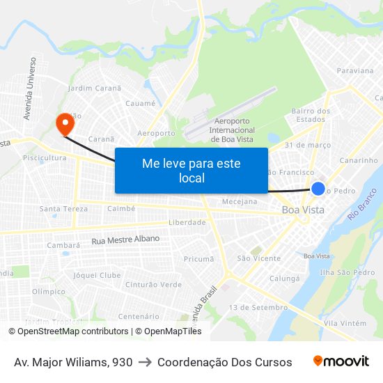 Av. Major Wiliams, 930 to Coordenação Dos Cursos map