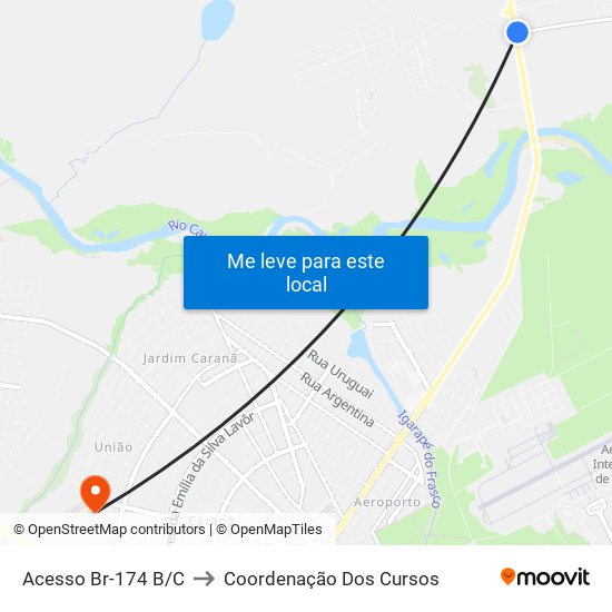 Acesso Br-174 B/C to Coordenação Dos Cursos map