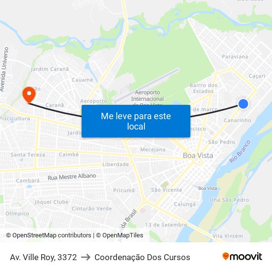 Av. Ville Roy, 3372 to Coordenação Dos Cursos map