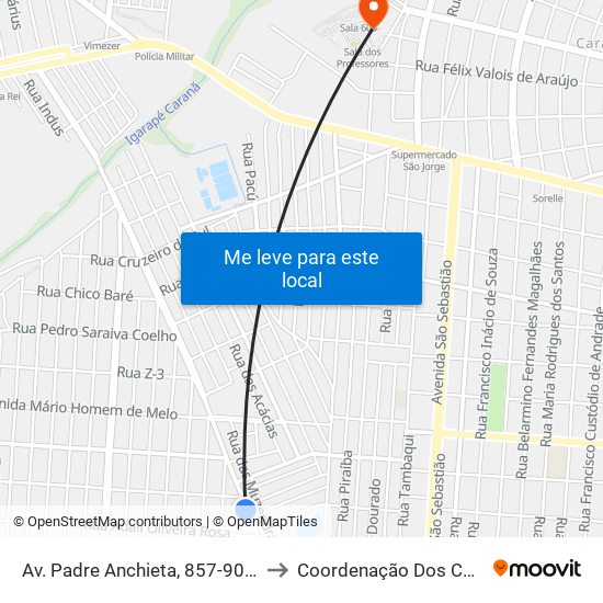 Av. Padre Anchieta, 857-909 C/B to Coordenação Dos Cursos map