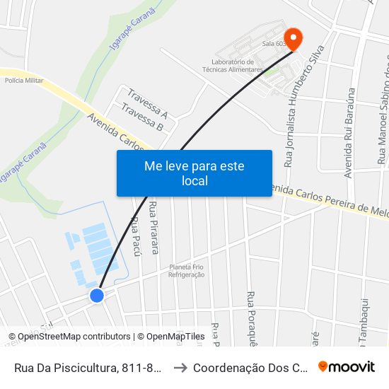 Rua Da Piscicultura, 811-869 B/C to Coordenação Dos Cursos map