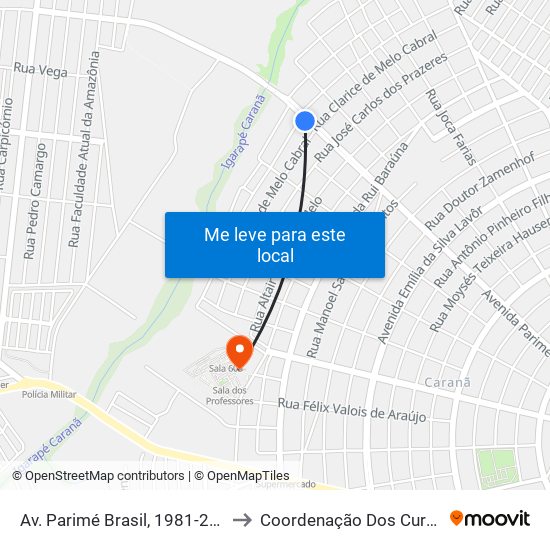 Av. Parimé Brasil, 1981-2069 to Coordenação Dos Cursos map