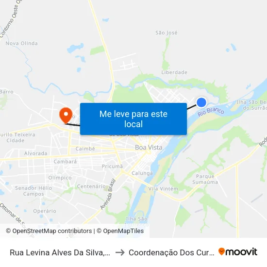 Rua Levina Alves Da Silva, 488 to Coordenação Dos Cursos map