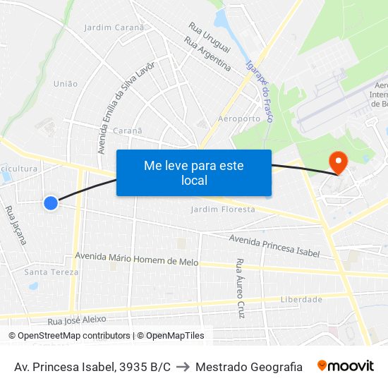 Av. Princesa Isabel, 3935 B/C to Mestrado Geografia map