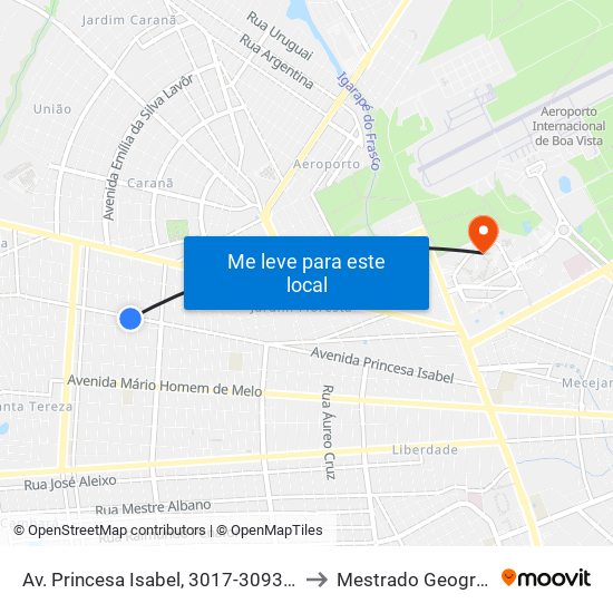 Av. Princesa Isabel, 3017-3093 B/C to Mestrado Geografia map