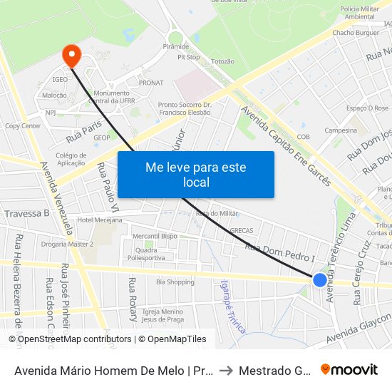 Avenida Mário Homem De Melo | Praça Do Mecejana to Mestrado Geografia map