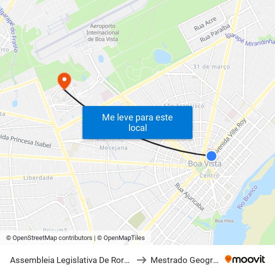 Assembleia Legislativa De Roraima to Mestrado Geografia map