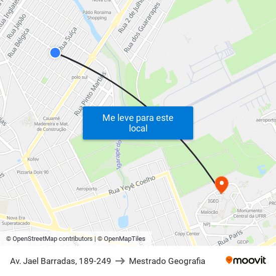 Av. Jael Barradas, 189-249 to Mestrado Geografia map